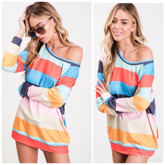 🛍LAST 1! French Terry Multi Stripe Top! - Picture 7 of 8